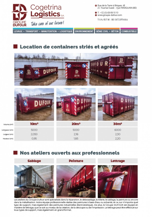 Location de containers 10 - 20 - 30m³