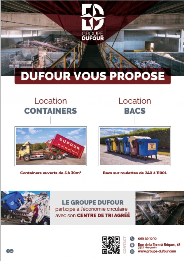 Dufour vous propose des locations de containers et bacs