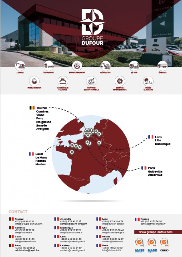 Carte et contacts du Groupe Dufour